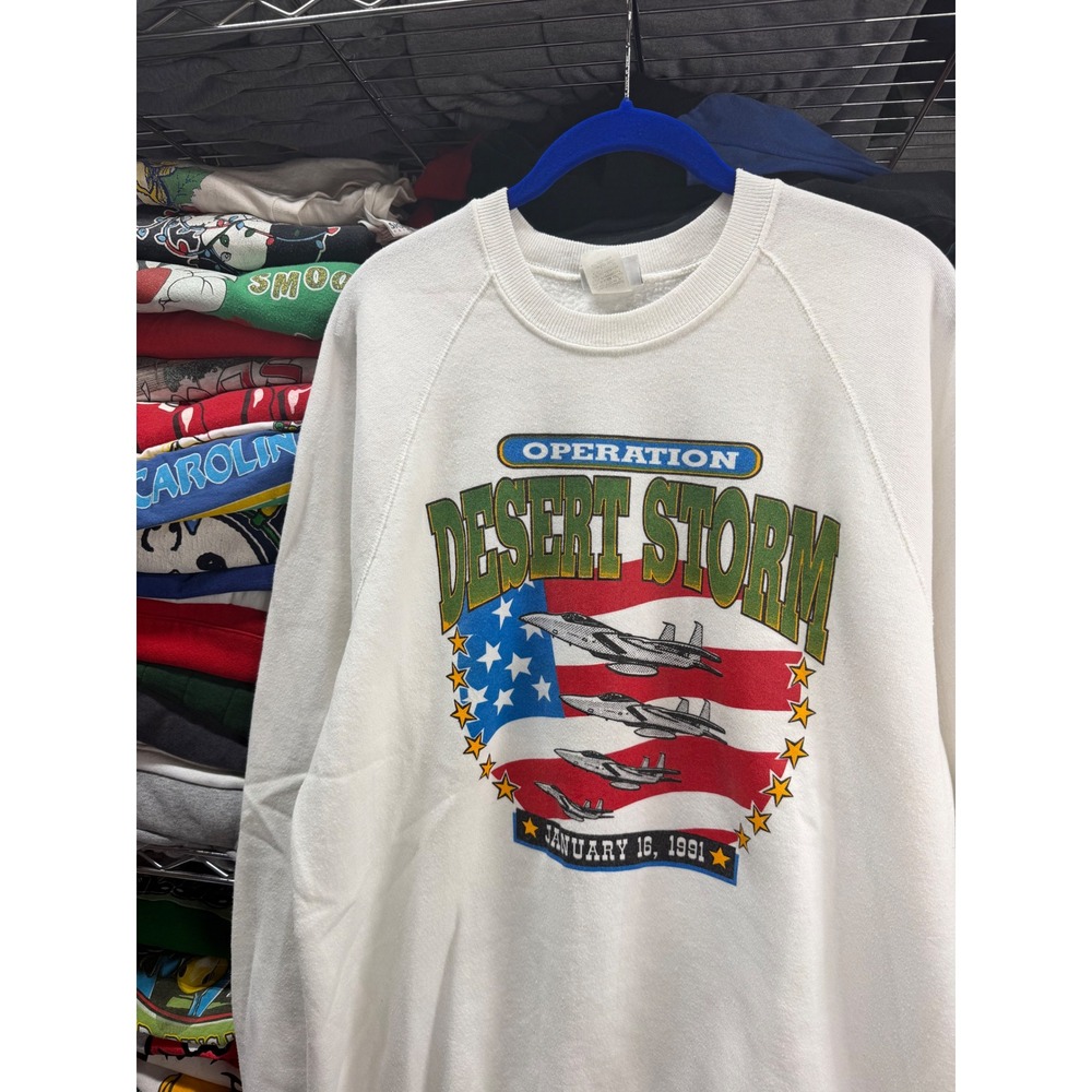 Vintage Lee Operation Desert Storm 1991 Sweatshirt Mens XL White Made in USA